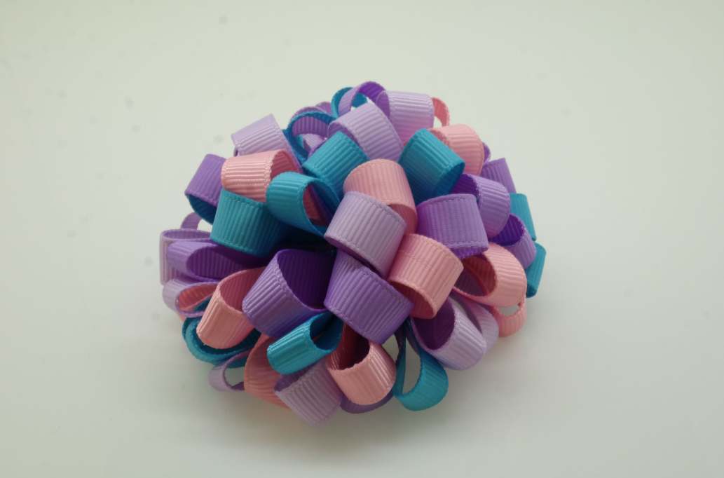 Loopy loopy puff hair Bow with colors  Copen, Hyacinth, Peony